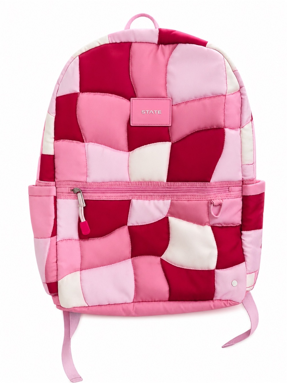 STATE Pink and White Quilted Patchwork Backpack